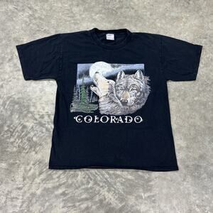 Vintage 90s Single Stitch Wolf Pack Colorado Nature Graphic T Shirt Size Large